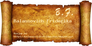 Balassovich Friderika névjegykártya